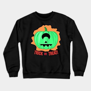 Green Alien One-eyed Spooky Halloween Pumpkin - Funny Crewneck Sweatshirt